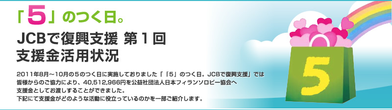 「5」のつく日。JCBで復興支援 第1回 支援金活用状況