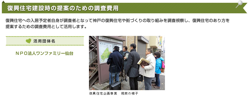復興住宅建設時の提案のための調査費用