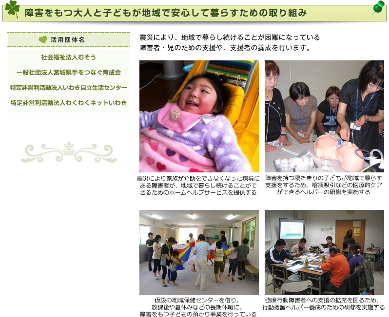 障害をもつ大人と子どもが地域で安心して暮らすための取り組み