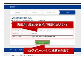 完了画面でIDを確認する