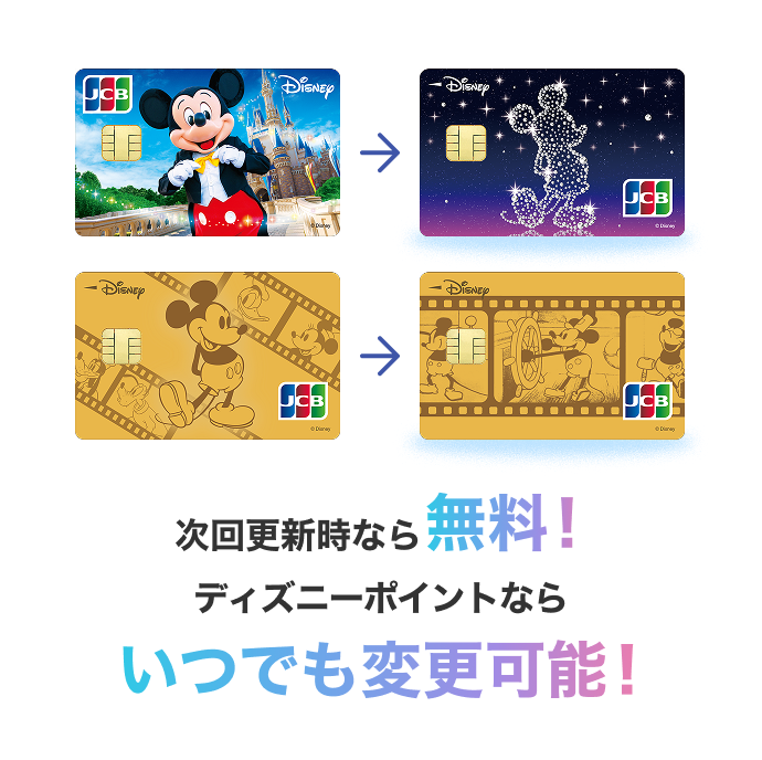 次回更新時なら無料！ディズニーポイントならいつでも変更可能！